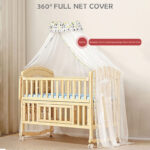 StarAndDaisy 12 in 1 Baby Cot Crib, Mosquito Net and Adjustable Stand, Wheels and Large Storage Space and Convertible Baby Wooden Cradle
